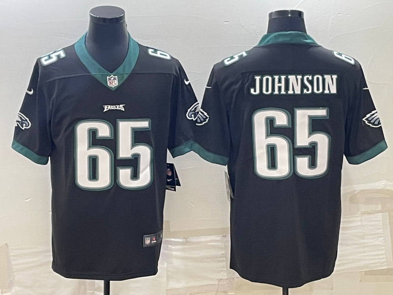 Men's Philadelphia Eagles Fred Johnson #65 Black Jersey